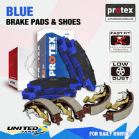 Front Rear Blue Disc Brake Pads + Brake Shoes for Chrysler Grand Voyager GS