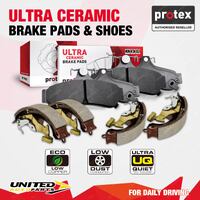 Front Rear Ultra Ceramic Brake Pads + Shoes for Mitsubishi Mirage LA 1.2L 12-On