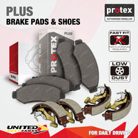 Front Rear Plus Disc Brake Pads + Brake Shoes for Toyota Dyna BU300 5.5t 02-03