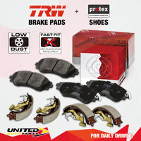 Front Rear TRW Disc Brake Pads + Protex Brake Shoes for Audi Fox 80 1.5L