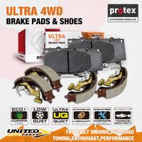 Protex Front Rear 4WD Disc Brake Pads + Brake Shoes for Holden Jackaroo UBS