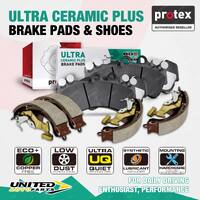 Front Rear Ultra Ceramic Plus Brake Pads + Shoes for Ford Laser KN LXI KQ 1.6L