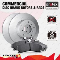 Front Protex Commercial Disc Brake Rotors + Pads for Isuzu NPR75 7 - 7.5 Ton