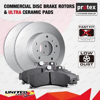 Front Commercial Brake Rotors + Ultra Ceramic Pads for Hino Dutro XZU402 20T