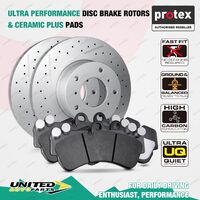 Front Slotted Dimpled Brake Rotors + Plus Pads for Ford Falcon Fairmont BA BF FG