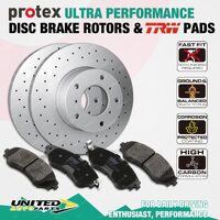 Front Protex Disc Brake Rotors + TRW Pads for Porsche 911 996 Boxster Cayman S