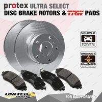 Rear Protex Ultra Select Disc Brake Rotors + TRW Pads for Ford Telstar AR AS