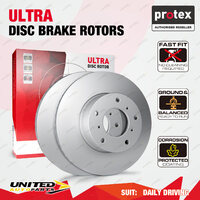 Pair Front Protex Vented Disc Brake Rotors for Foton Aumark BJ1049 2.8L Diesel