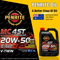 Penrite MC-4ST V TWIN 20W-50 100% PAO & ESTER Motorcycle 4 stroke Engine Oil 4L