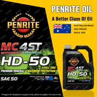 Penrite Premium Mineral MC-4ST HD 50 SAE 50 Motorcycle Engine Oil 4L