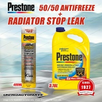 Prestone Radiator Stop Leak 488ml and 50/50 Antifreeze Coolant 3.78L