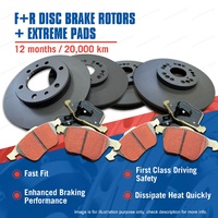 F + R Brake Rotors Extreme Pads for Toyota Prado 95 90 RZJ KZJ VZJ