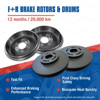 Front + Rear Brake Rotors Drums for Isuzu D-Max TFR85 3.0L Turbo Diesel