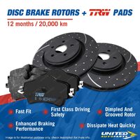 Front Slotted Brake Rotors TRW Pads for Landrover Evoque Freelander 2.0