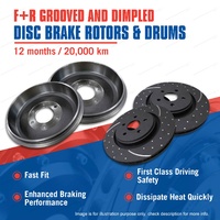 F + R Slotted Brake Rotors Drums for Holden Jackaroo Rodeo KB Shuttle 84-88