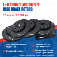 F + R Slotted Disc Brake Rotors for Land Rover Discovery II Petrol Diesel