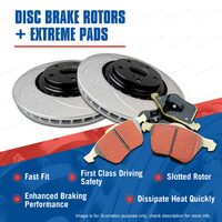 Front Slotted Brake Rotors Extreme Pads for Nissan Navara D23 NP300 2.3L