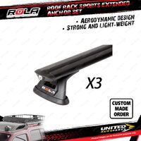 3 x Rola Sports Extended Anchor Roof Rack Bars for Peugeot Partner K9 Van 19-On