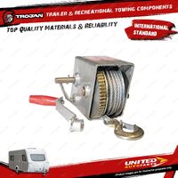 Trojan Trailer Manual Winch 3 : 1 6m Wire Galvanised for Vehicle Accessories