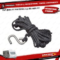 Trojan Trailer High Strength Synthetic Dyneema Winch Rope Black 9m 1500Kg