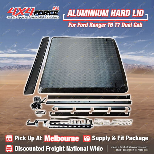 4X4FORCE HD Aluminium Hard Lid Cover for Ford Ranger T6 T7 Dual Cab Ute MEL