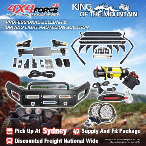 Safari Shield U Loop Bullbar Lights Side Steps Winch for Isuzu D-Max 12-17 SYD