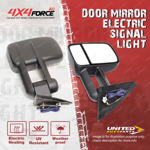 2 x Door Mirror Black Electric Signal Light On Cover for Mitsubishi Triton 05-15