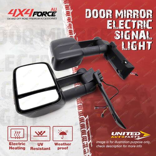 2 x Door Mirror Black Electric Signal Light On Cover for Mitsubishi Triton 15-On