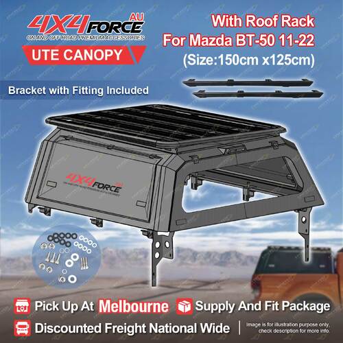 Ute Tub Canopy & 150x125cm Roof Rack Flat Platform for Mazda BT-50 2011-2022 MEL