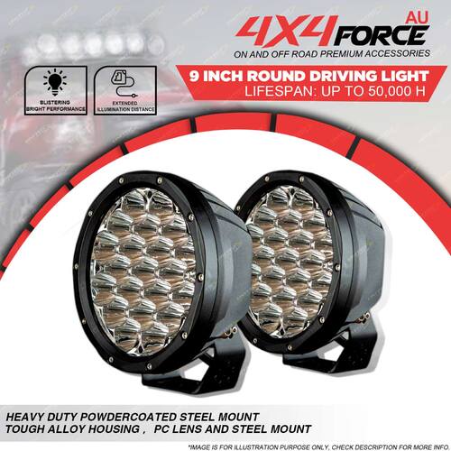 4X4FORCE 9 inch Round Driving Light Off Road 4x4 Premium Quality