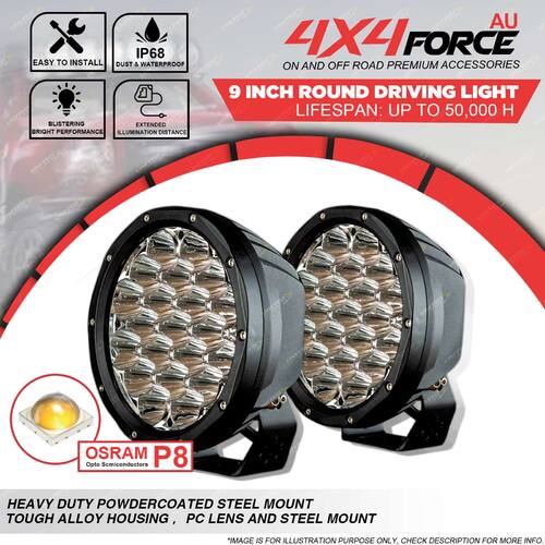 4X4FORCE 9 inch Round Driving Light Osram Lamp Beads Premium Quality