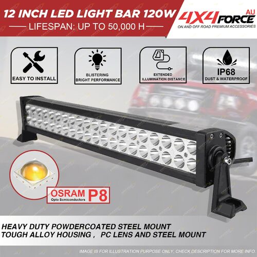 4X4FORCE 12 inch LED Driving Light Bar 120W EFFECT LUMENS 5520LM Osram Off Road