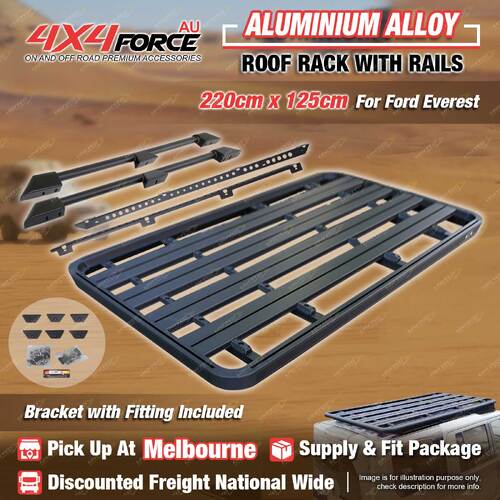 220 x 125cm Roof Rack Flat Platform with Rails & Bracket for Ford Everest MEL