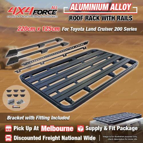 220x125cm Roof Rack Flat Platform & Rails Bracket for Toyota Landcruiser 200 MEL