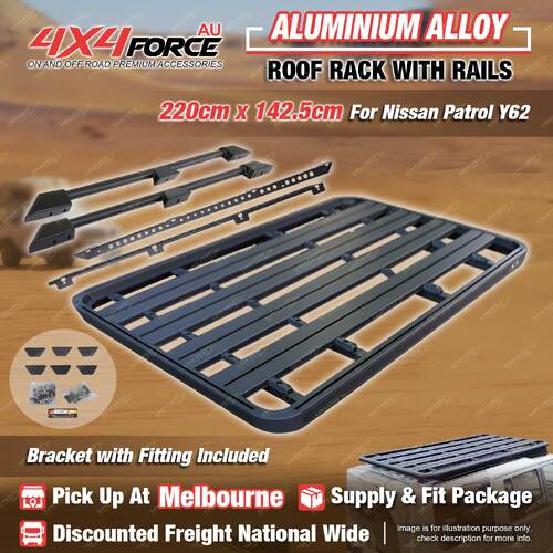 220x142.5cm Roof Rack Flat Platform & Rails & Bracket for Nissan Patrol Y62 MEL