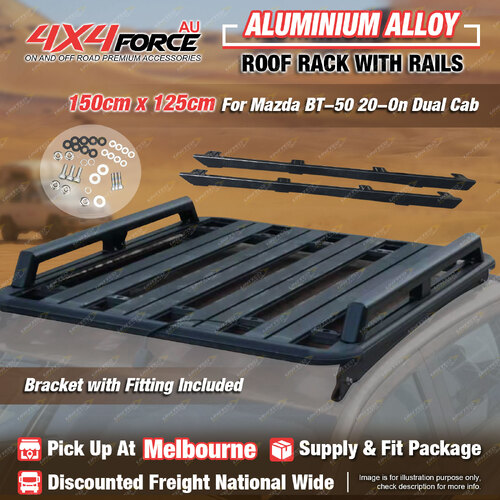 150x125cm Roof Rack Flat Platform & Rails for Mazda BT-50 20-On Dual Cab MEL