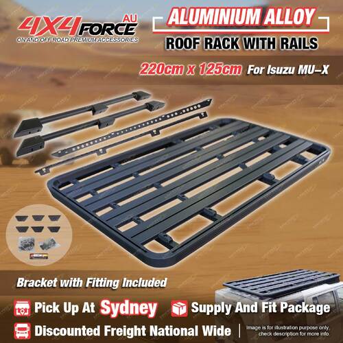 220x125cm Roof Rack Flat Platform with Rails & Bracket for Isuzu MU-X 13-21 SYD