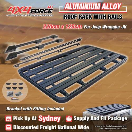 220x125cm Roof Rack Flat Platform with Rails & Bracket for Jeep Wrangler JK SYD