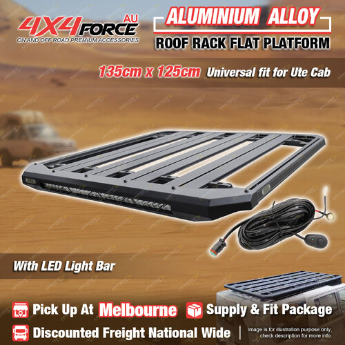 135x125cm AL-Alloy Roof Rack Flat Platform with LED Light Bar Universal MEL