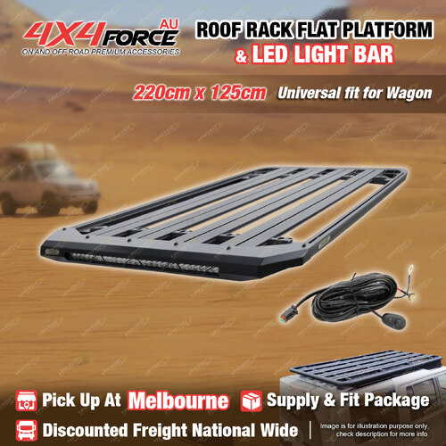 220 x 125cm Roof Rack Flat Platform with LED Light Bar Universal Wagon MEL