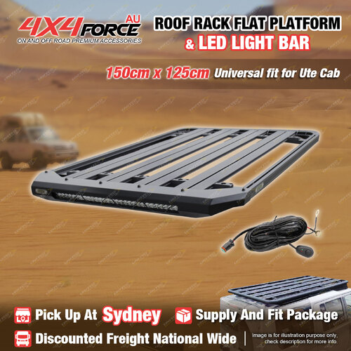 150 x 125cm Roof Rack Flat Platform with LED Light Bar Universal Dual Cab SYD