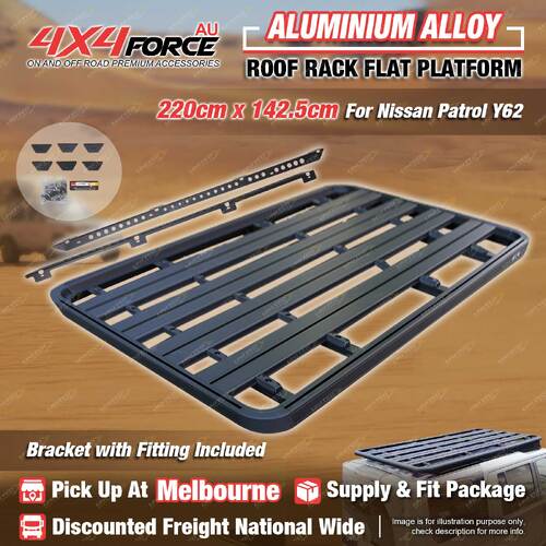 220 x 142.5cm Roof Rack Flat Platform with Bracket for Nissan Patrol Y62 MEL