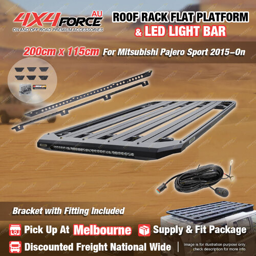 200x115cm Roof Rack Platform with Light Bar for Mitsubishi Pajero Sport 15+ MEL