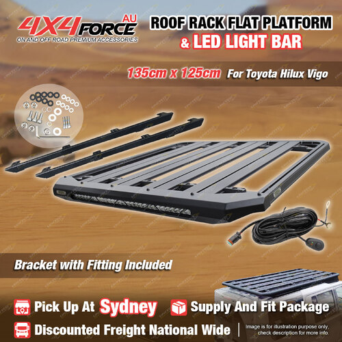 135x125cm Roof Rack Flat Platform with LED Light Bar for Toyota Hilux Vigo SYD