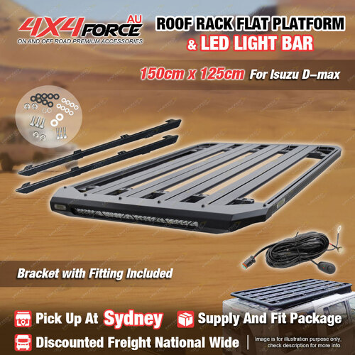 150x125cm Alloy Roof Rack Flat Platform with Light Bar for Isuzu D-max Dual SYD