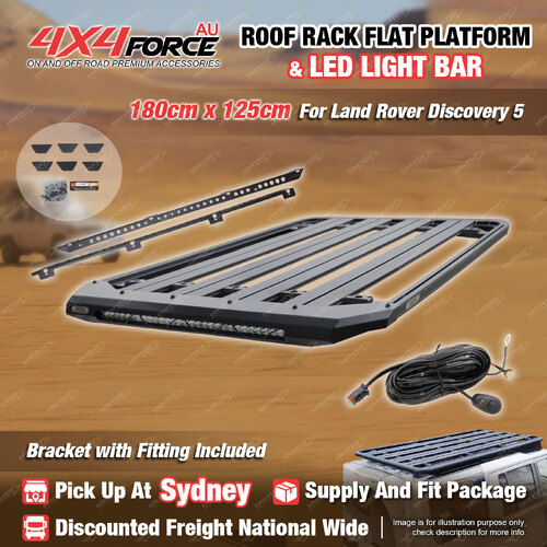 180x125cm Roof Rack Flat Platform with Light Bar for Land Rover Discovery 5 SYD