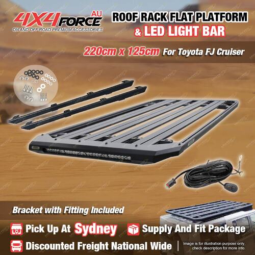 220 x 125cm Roof Rack Flat Platform with LED Light Bar for Toyota FJ Cruiser SYD