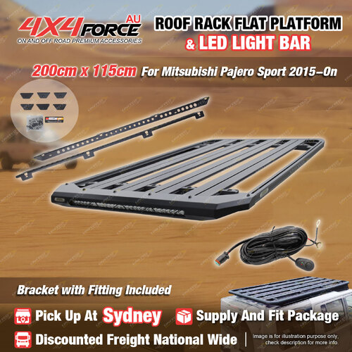 200x115cm Roof Rack Platform with Light Bar for Mitsubishi Pajero Sport 15+ SYD