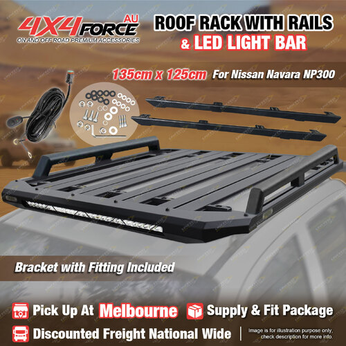 135x125 Roof Rack Flat Platform w/ Light Bar & Rail for Nissan Navara NP300 MEL