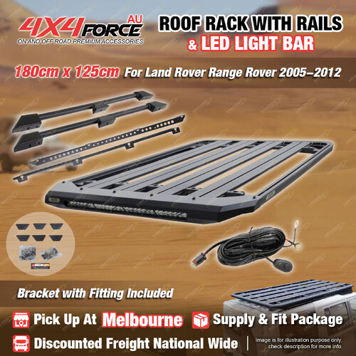 180x125 Roof Rack Flat Platform with Light Bar & Rails for Range Rover 05-12 MEL